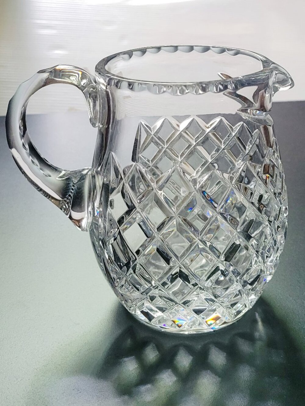 Gorgeous Vintage Ceska "Canterbury" Bohemian Crystal Pitcher Small 5" Tall ~ EUC